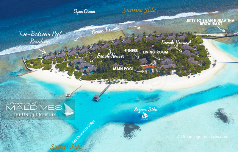 Naladhu Maldives Carte Aérienne de l'Hôtel Plan