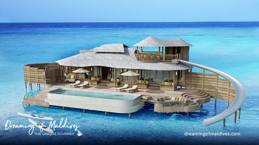 La Villa sur pilotis à 2 chambres avec toboggan de l'hôtel Soneva Fushi Hôtel avec toboggans maldives