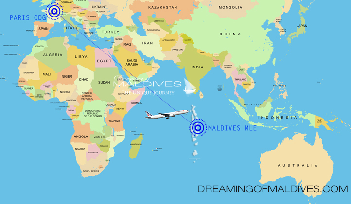 Route Air France Paris Maldives Direct