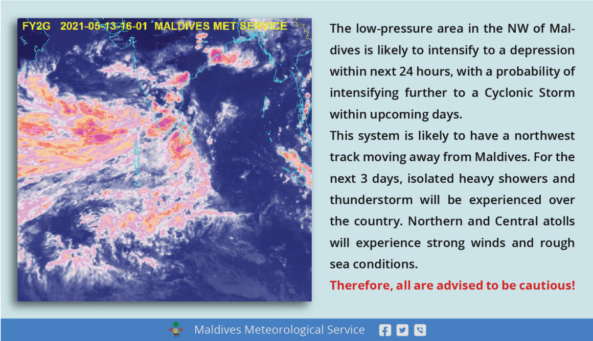 alerte météo cyclone du 13 mai 2021 service de météorologie des Maldives