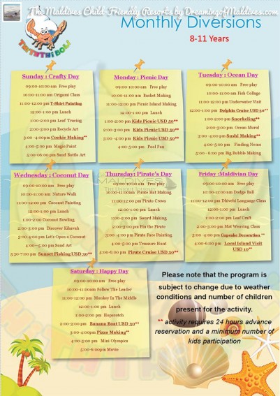 Le Programme et les activités du club-enfant à Anantara Kihavah Villas 8-11 ans