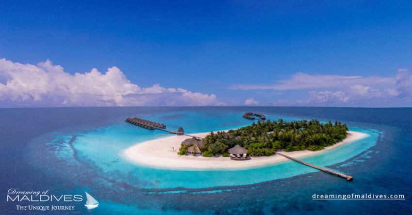 photo aérienne hôtels des îles Maldives