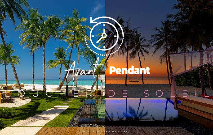 la vue avant et pendant le coucher de Soleil depuis la Grand Sunset Residence Du One & Only Rah