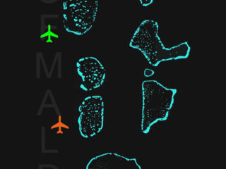 carte montrant la densité du nombre d'aéroports aux Maldives