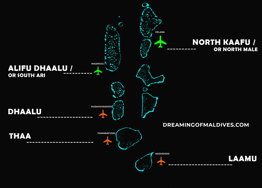 carte des Aéroports Situés Dans Les Atolls centre Des Maldives
