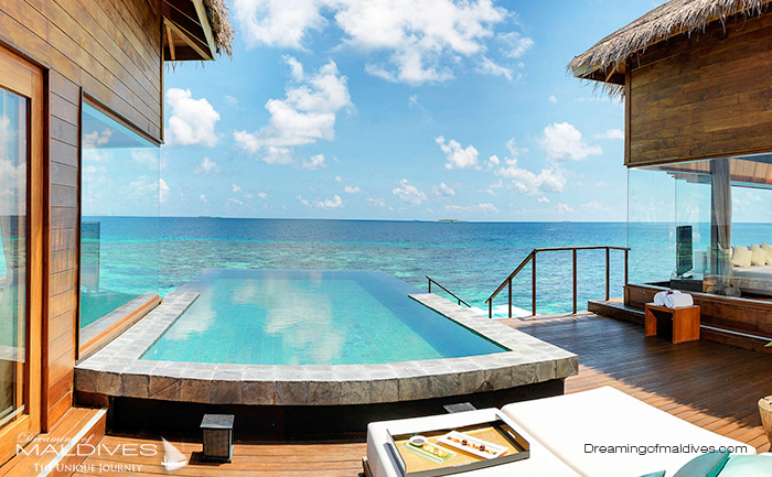 l’hôtel de Dhevanafushi, nouveau Raffles Maldives pour le snorkeling depuis les villas sur pilotis