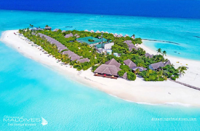 photo aérienne hôtels des iles maldives