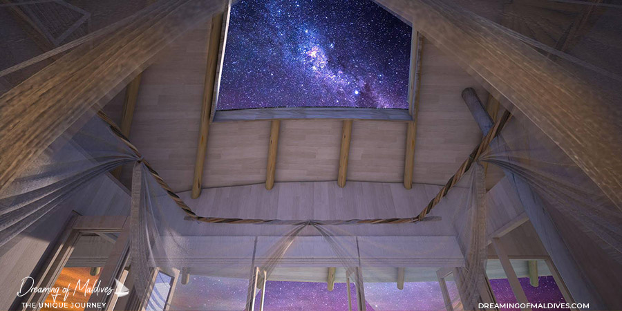 Les toits rétractables des villas à Soneva Jani