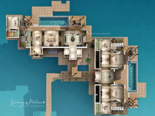 Plan villa three bedrooms ocean residence with 2 pools joali
