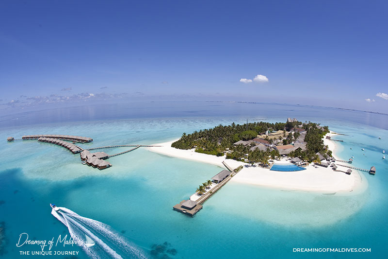Maldives île hôtel totalement entourée d’un grand lagon bleu Pas de snorkeling