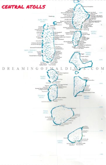 carte des atolls centre des Maldives