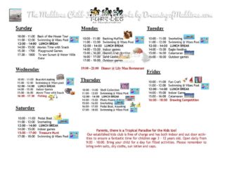 Le programme du club-enfants de lily beach maldives