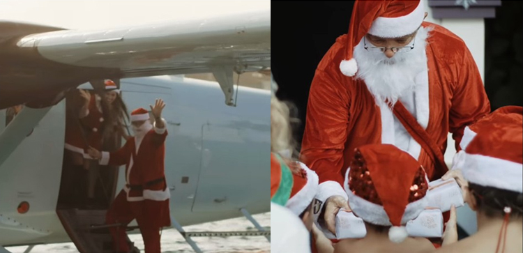 Le Père Noël arrive en hydravion à Joali Maldives