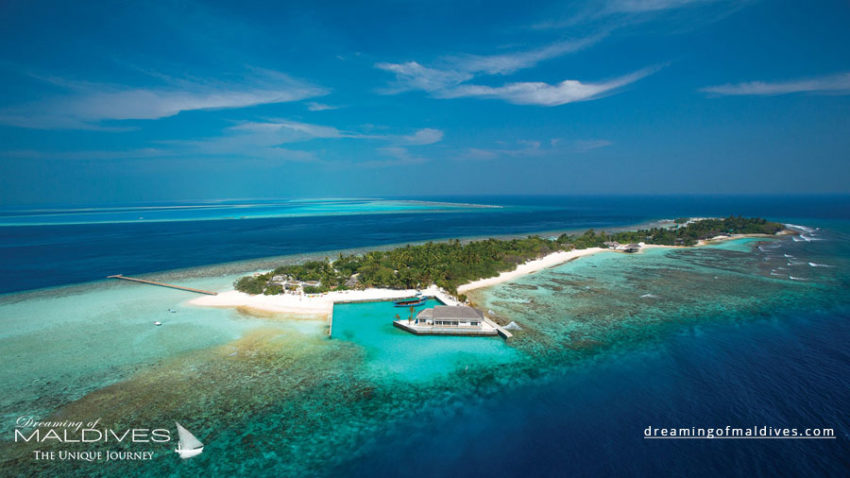 photo aérienne hôtels des îles Maldives