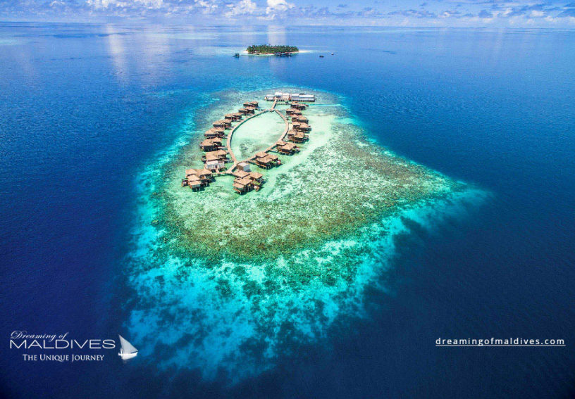 photo aérienne hôtels des îles Maldives