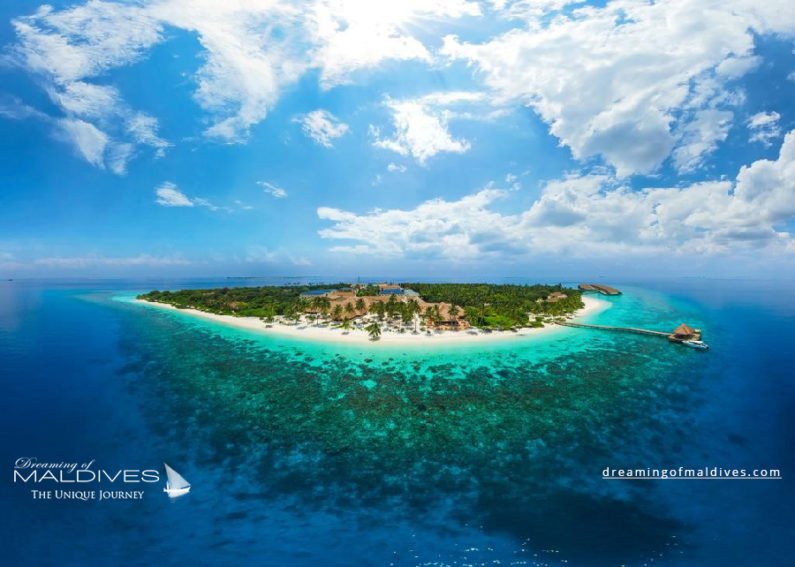 photo aérienne hôtels des îles Maldives