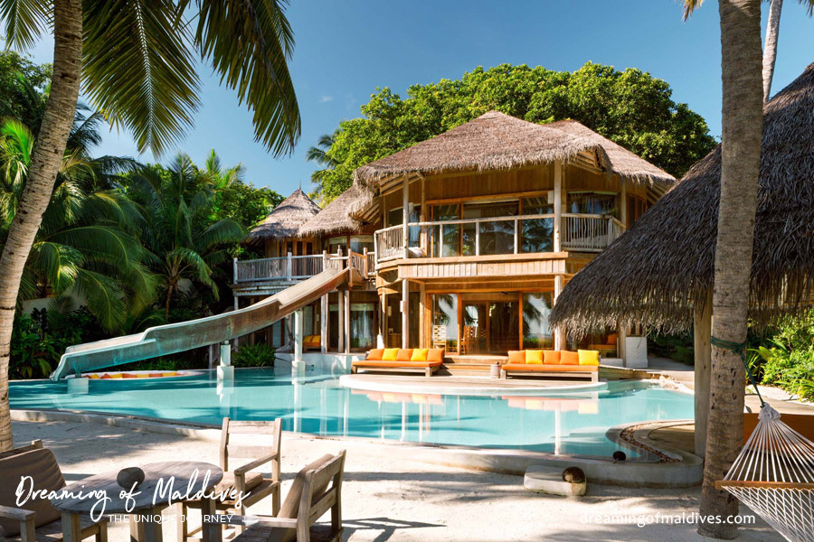 La Villa 15 avec toboggan de l'hôtel Soneva Fushi