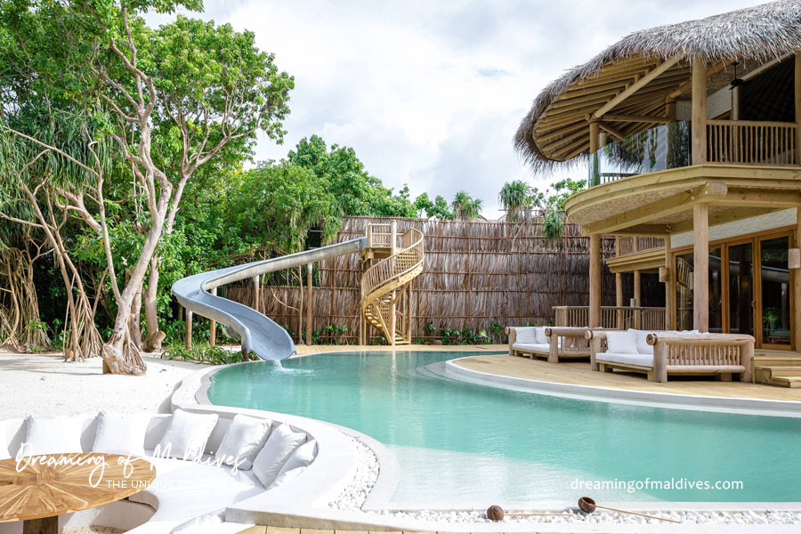La Villa 38 avec toboggan de l'hôtel Soneva Fushi Hôtel avec toboggans maldives