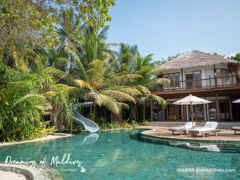 La Villa 42 avec toboggan de Soneva Fushi Hôtel avec toboggans maldives