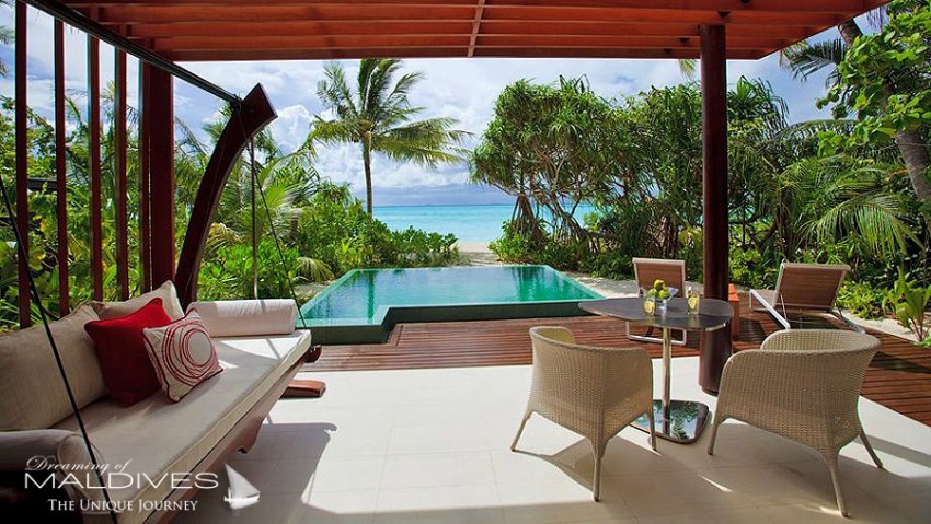 Niyama Maldives. Villa sur plage avec vue sur lagon