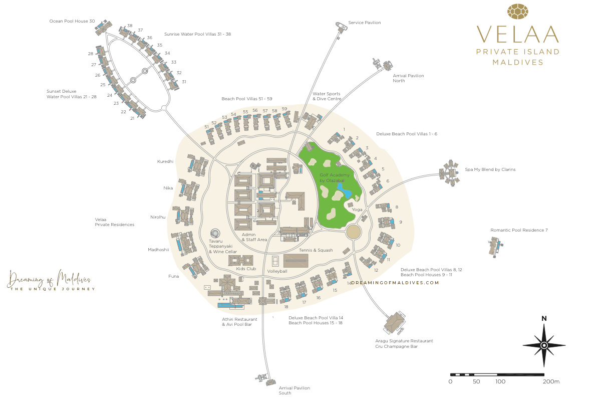 Velaa Private Island. Carte de L'ÎLE hôtel