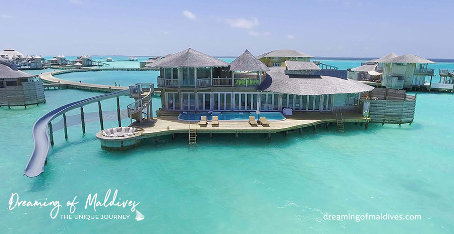 La Villa sur pilotis à 2 chambres avec toboggan de l'hôtel Soneva Jani Hôtel avec toboggans maldives