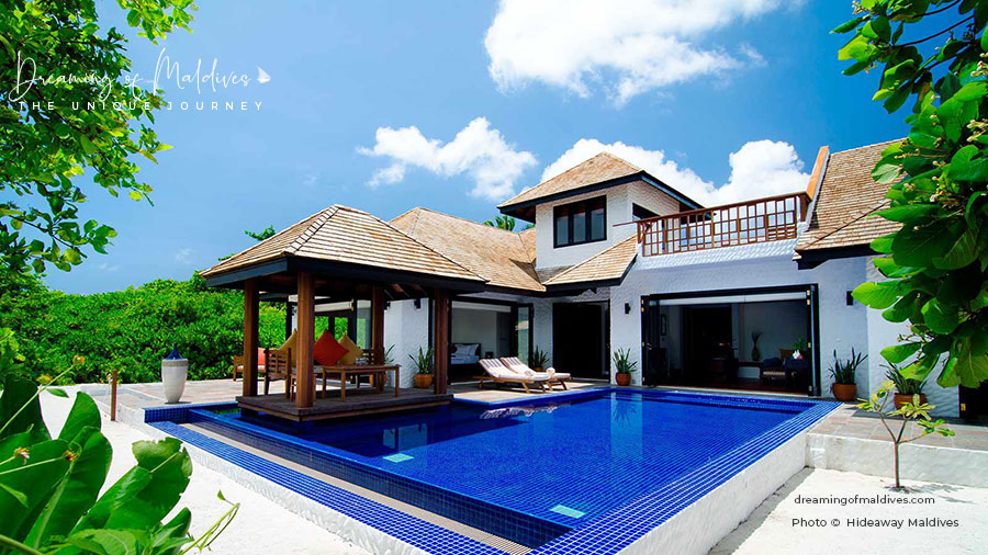 Villa famille sur plage à Hideaway Maldives Villa 2 chambres avec piscine