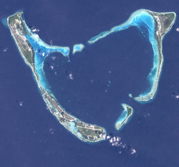 Addu or Seenu Atoll, 
Home to Air Equator left, Shangri-La, Approach Lights surf breaks and more..