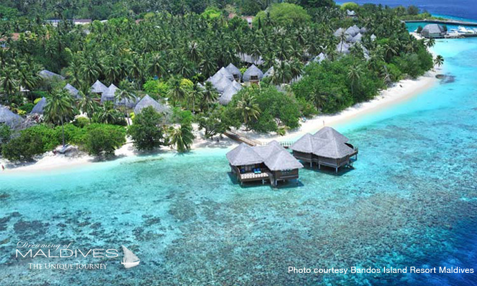 Bandos Maldives Best Resort for snorkeling in Maldives.Aerial view
