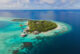 BAros maldives Aerial View with surrounding house reef. best maldives resort for snorkeling 