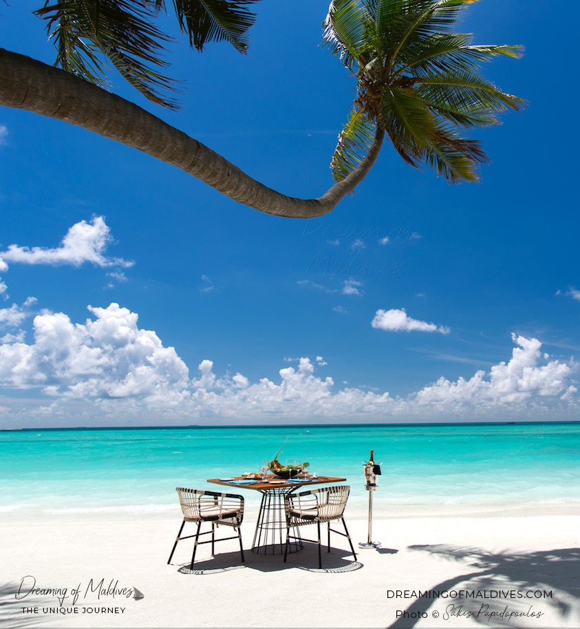 lunch on a beautiful beach maldives