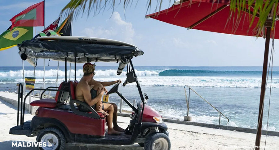 Niyama Private Islands: The Ultimate Luxury Surf Trip Destination in the Maldives 11 checking the swell at vodi from your buggy at niyama private islands maldives luxury surf resort