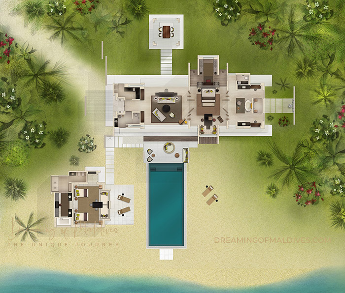 cheval blanc randheli Island villa 2 bedrooms floor plan