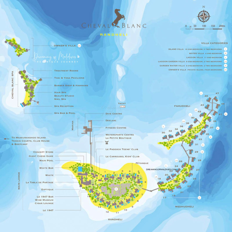 Full map of Cheval Blanc Randheli resort map