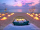 Extraordinary Made-of-Sand Sunset Beach Dining settings in Maldives