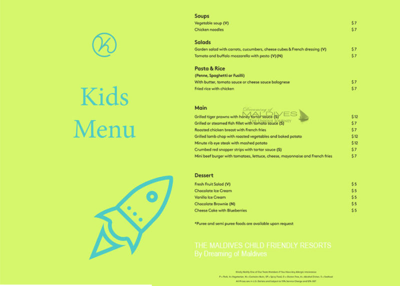 kids menu child friendly resort kandima Maldives