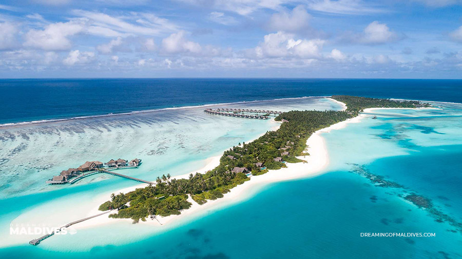 Niyama Private Islands: The Ultimate Luxury Surf Trip Destination in the Maldives 10 Aerial view of Chill and Play islands at Niyama Private Islands. The surf center is located on Play Island, in front of Vodi.