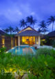 Oblu Select Sangeli Maldives Deluxe Beach Villa with Pool Exterior at dusk