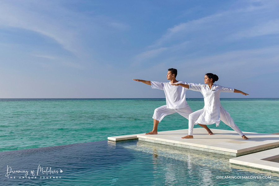 Yoga Session Besides Pool