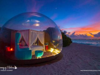 The Incredible Beach Bubble Tent at Finolhu Maldives