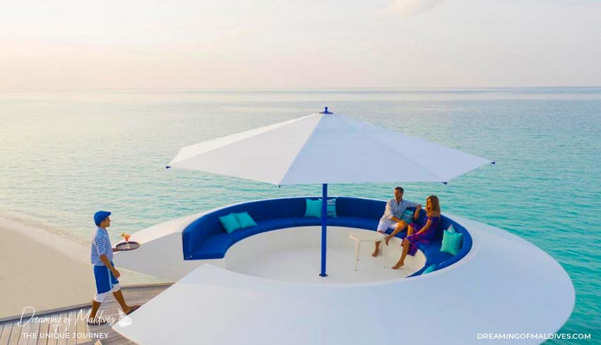 The Incredible UFO shaped floating Bar at Kandima Maldives Beach Club