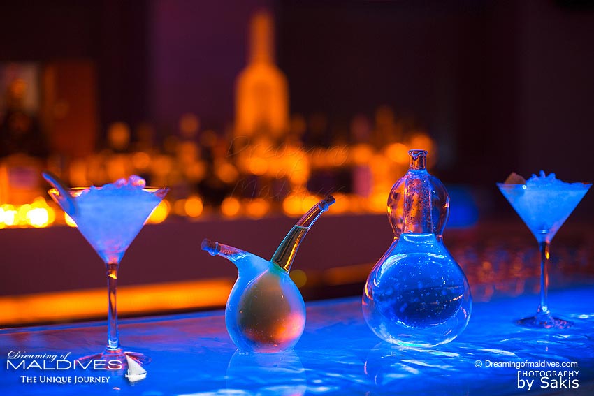 Glowing cocktails at W Maldives 15 Below Night-Club
