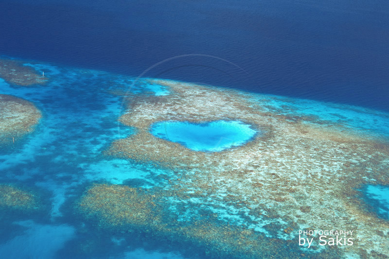 Maldives aerial photo heart shaped reef