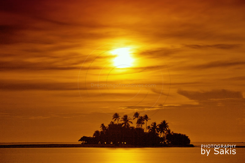Maldives tropical island at sunset