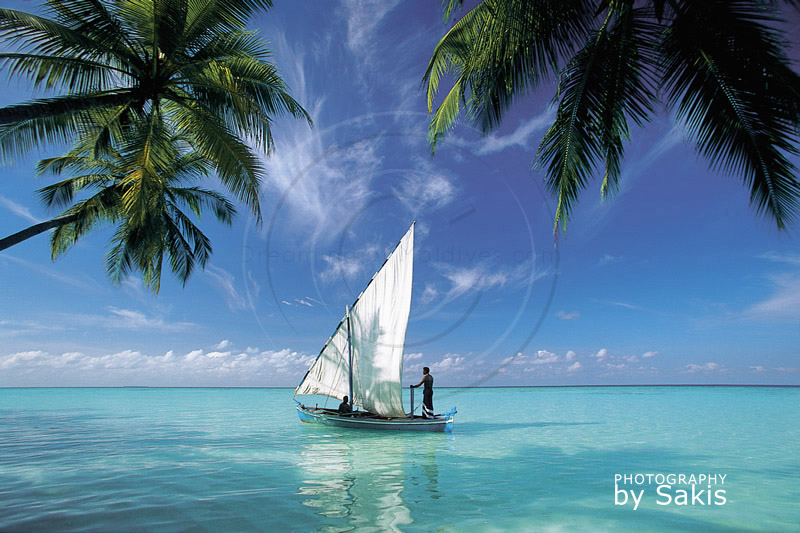 Maldives traditional sailing dhoni