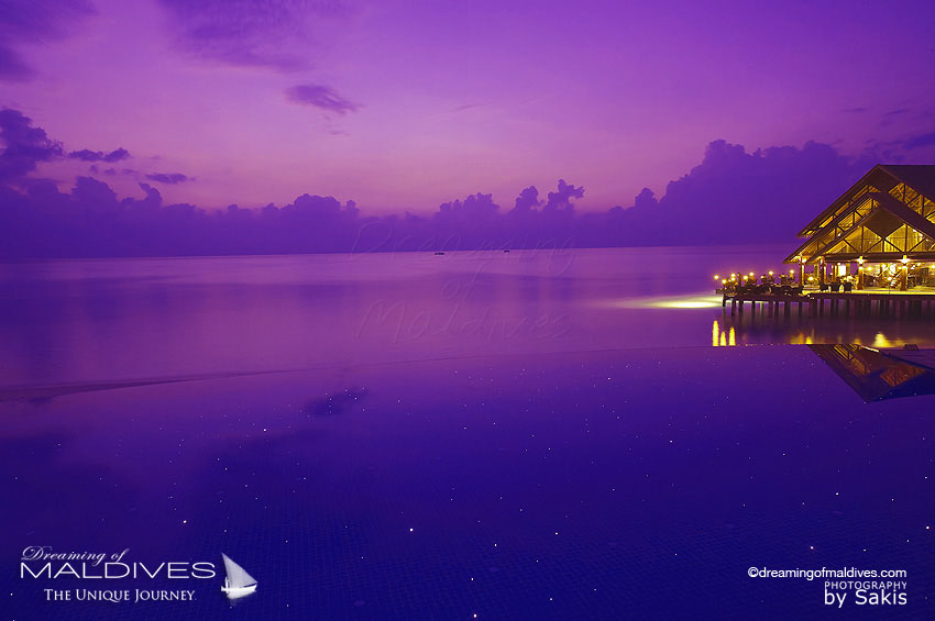 Anantara Dhigu Maldives Resort Pool at Sunset