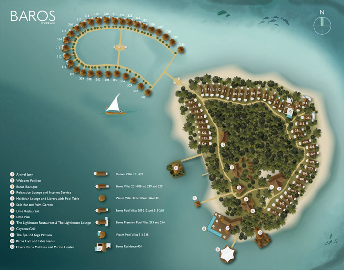 Baros Maldives Resort Map