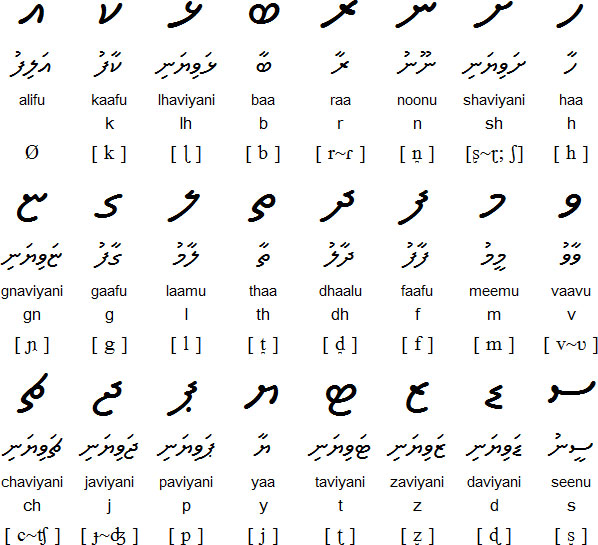Dhivehi Language Maldives Thaana Alphabet