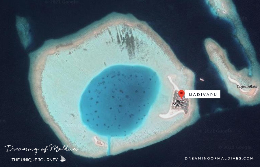 Address Madivaru satellite view. Current Resort development in 2021
