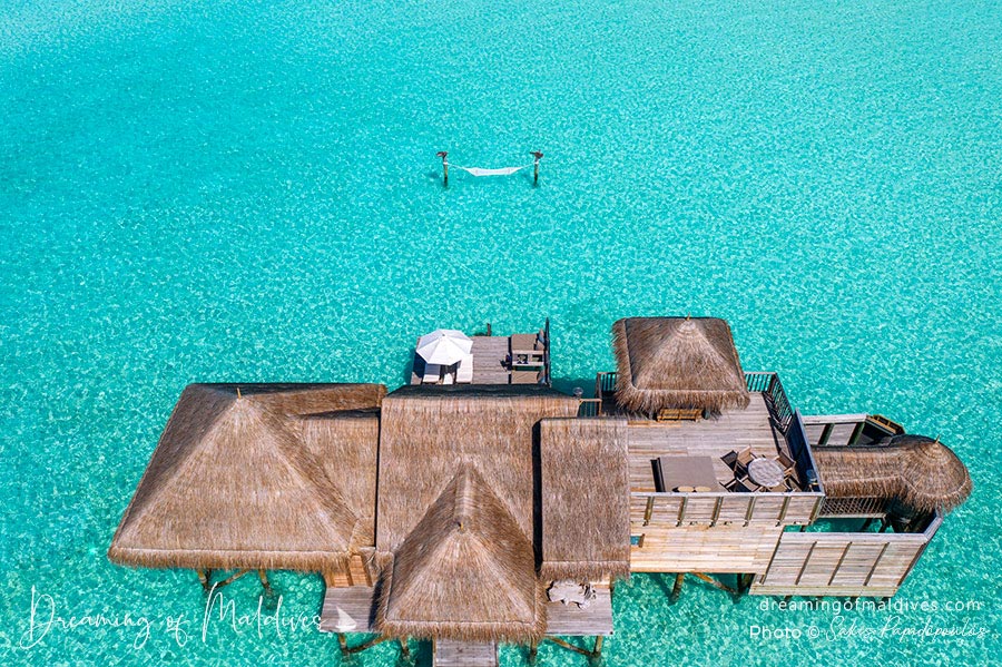 Gili Lankanfushi Maldives aerial photo lagoon residence